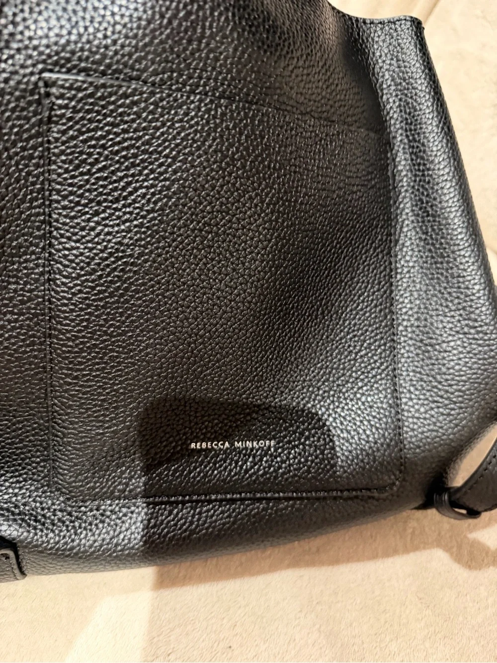 Rebecca Minkoff Black Pebbled Leather Backpack Tote. Flaw see pictures
